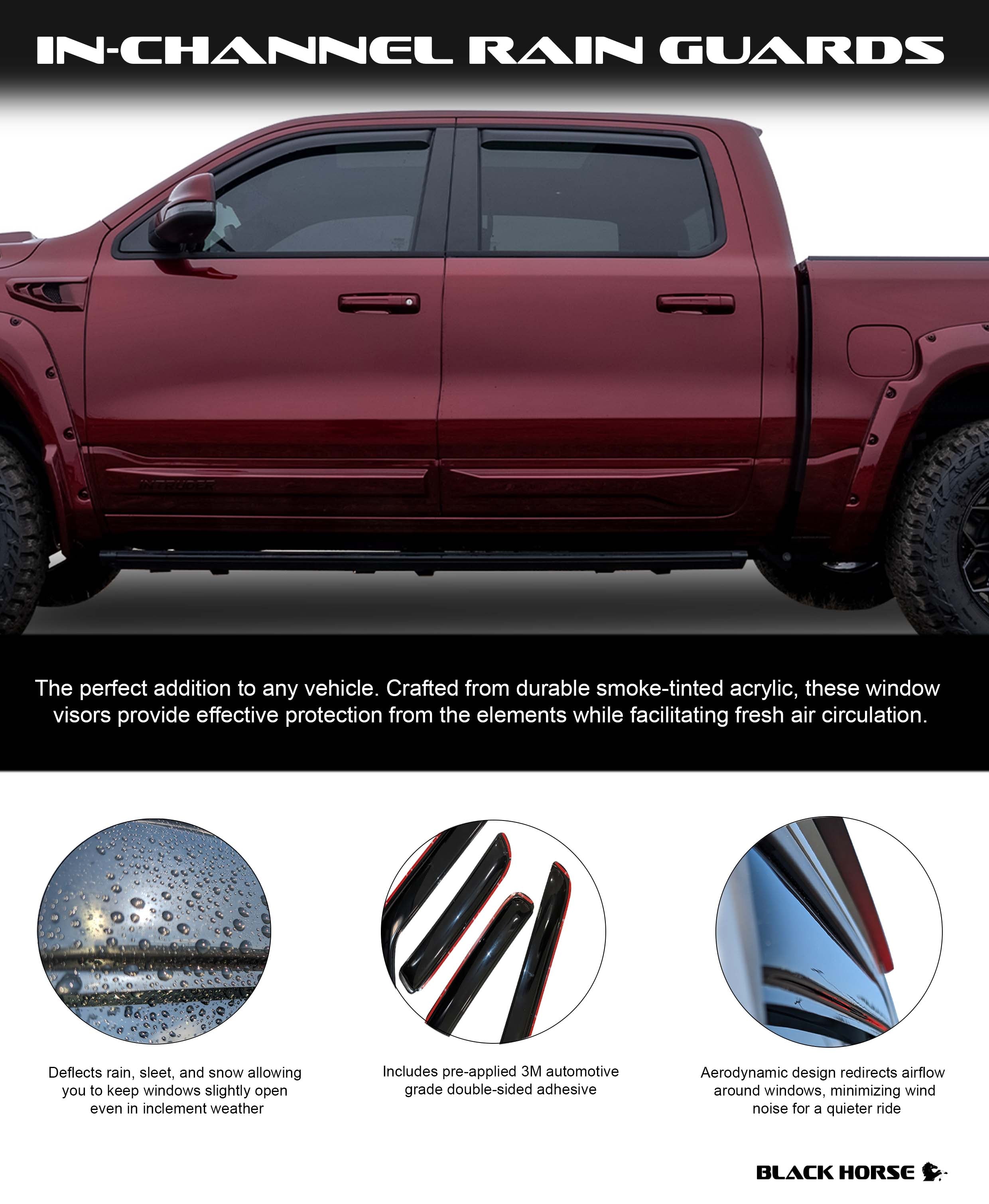 2019-2026 Dodge Ram 1500 Rain Guards In Channel | Black Horse Off Road - Image 3