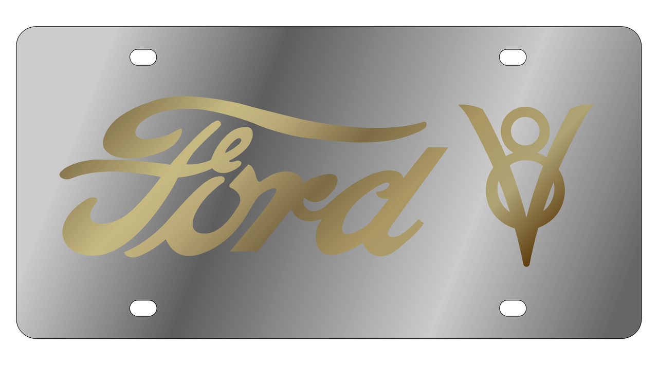 Ford V8 Stainless Steel License Plate