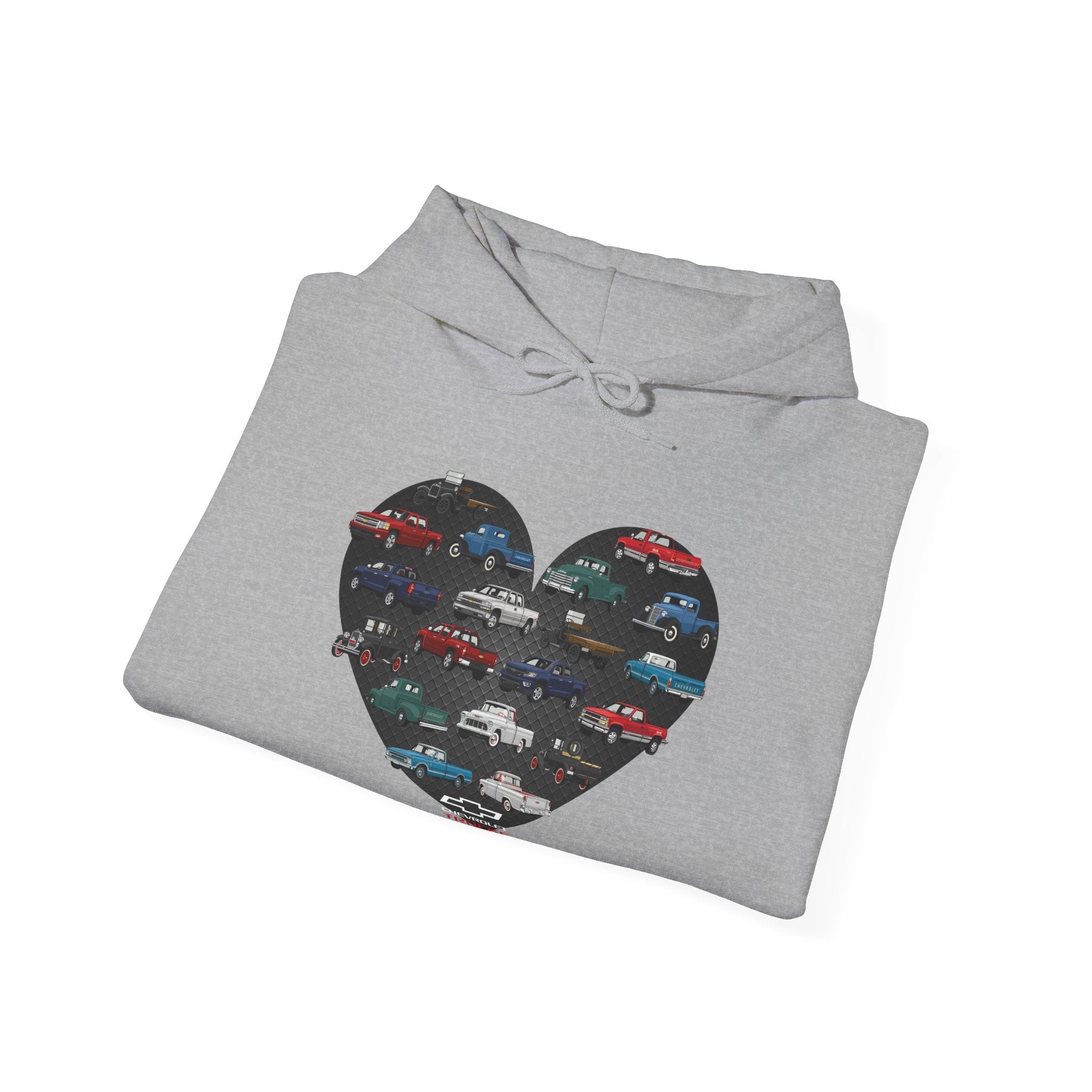 Personalized Unisex Chevy Trucks Heart Pullover Hoodie