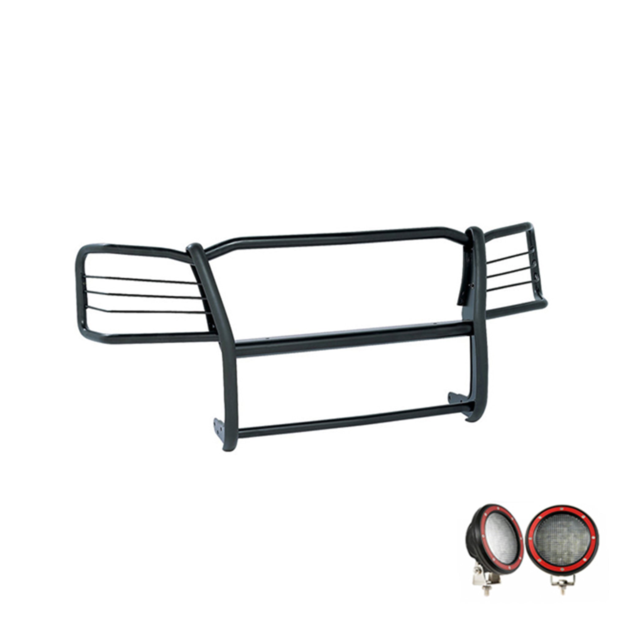 1998-2004 Chevrolet Blazer Grille Guard Kit Modular Pair  of 5.3" Dia. LED Flood Lights w/ Red Trim Rings Wiring Harness  and Switch | Black Horse Off Road - Image 1