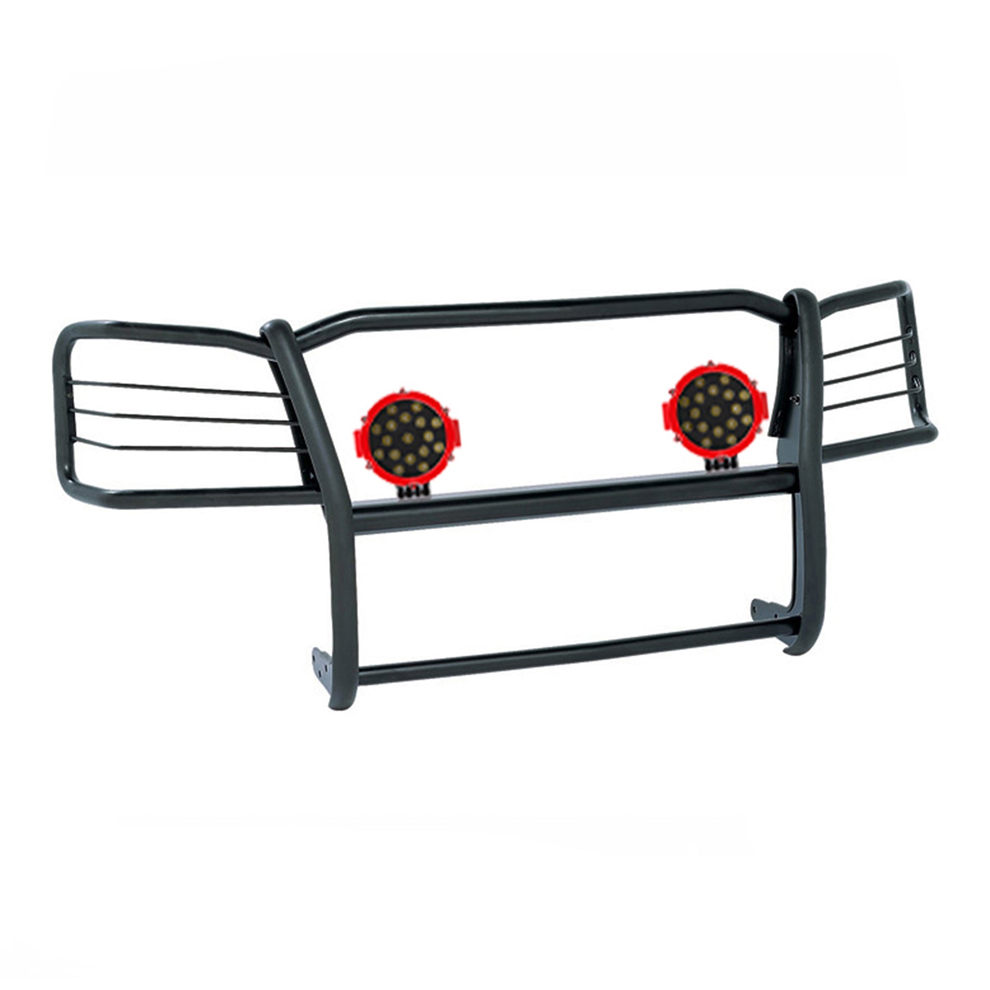1998-2004 Chevrolet Blazer Grille Guard Kit Modular Incl. pair of 7.0"Dia.  LED  Lights w/Red Trim Rings w/ Wiring Harness and Switch | Black Horse Off Road - Image 1