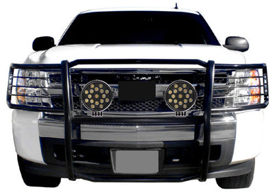 2007-2013 Chevrolet Silverado 1500 Grille Guard Kit Modular Incl. pair of 7.0"Dia.  LED  Lights w/ Black Trim Rings w/ Wiring Harness and Switch | Black Horse Off Road - Image 1