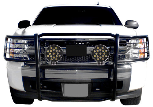 2007-2013 Chevrolet Silverado 1500 Grille Guard Kit Modular Incl. pair of 7.0"Dia.  LED  Lights w/ Black Trim Rings w/ Wiring Harness and Switch | Black Horse Off Road - Image 1