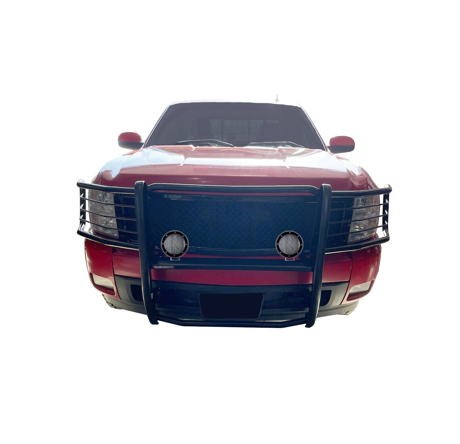 2007-2013 Chevrolet Silverado 1500 Grille Guard Kit Modular Pair  of 5.3" Dia. LED Flood Lights w/ Black Trim Rings Wiring Harness  and Switch | Black Horse Off Road - Image 1