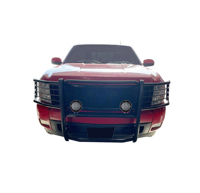 2007-2013 Chevrolet Silverado 1500 Grille Guard Kit Modular Pair  of 5.3" Dia. LED Flood Lights w/ Black Trim Rings Wiring Harness  and Switch | Black Horse Off Road - Image 1