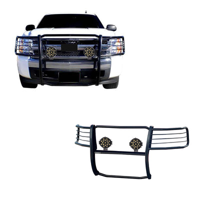2007-2014 Chevrolet Avalanche Grille Guard Kit Modular Incl. pair of 7.0"Dia.  LED  Lights w/ Black Trim Rings w/ Wiring Harness and Switch | Black Horse Off Road - Image 1