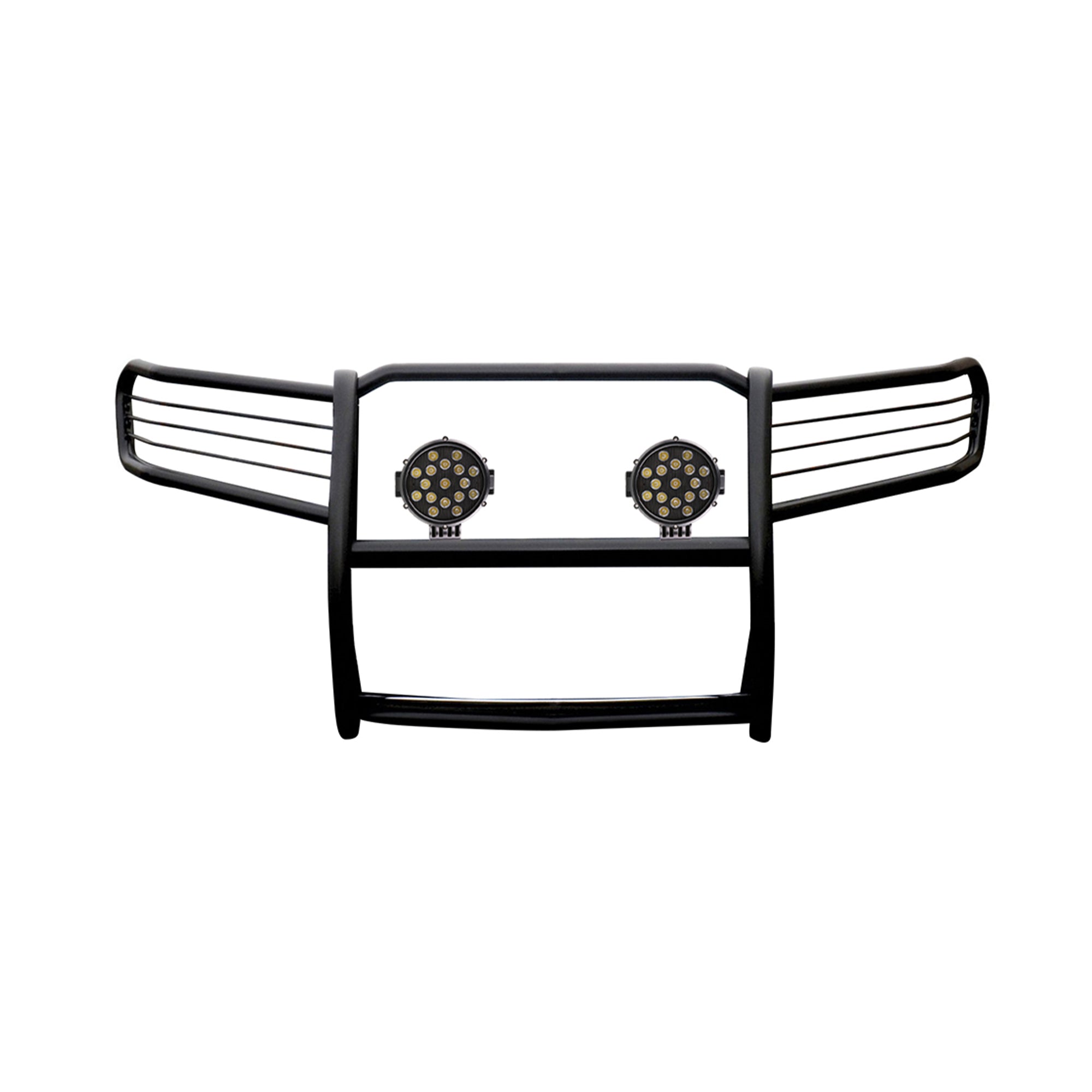 2005-2010 Jeep Grand Cherokee Grille Guard Kit Modular Incl. pair of 7.0"Dia.  LED  Lights w/ Black Trim Rings w/ Wiring Harness and Switch | Black Horse Off Road - Image 7