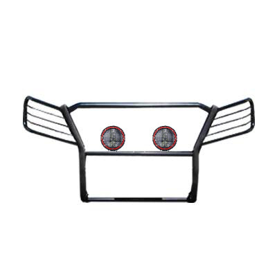 2005-2010 Jeep Grand Cherokee Grille Guard Kit Modular Pair  of 5.3" Dia. LED Flood Lights w/ Red Trim Rings Wiring Harness  and Switch | Black Horse Off Road - Image 10