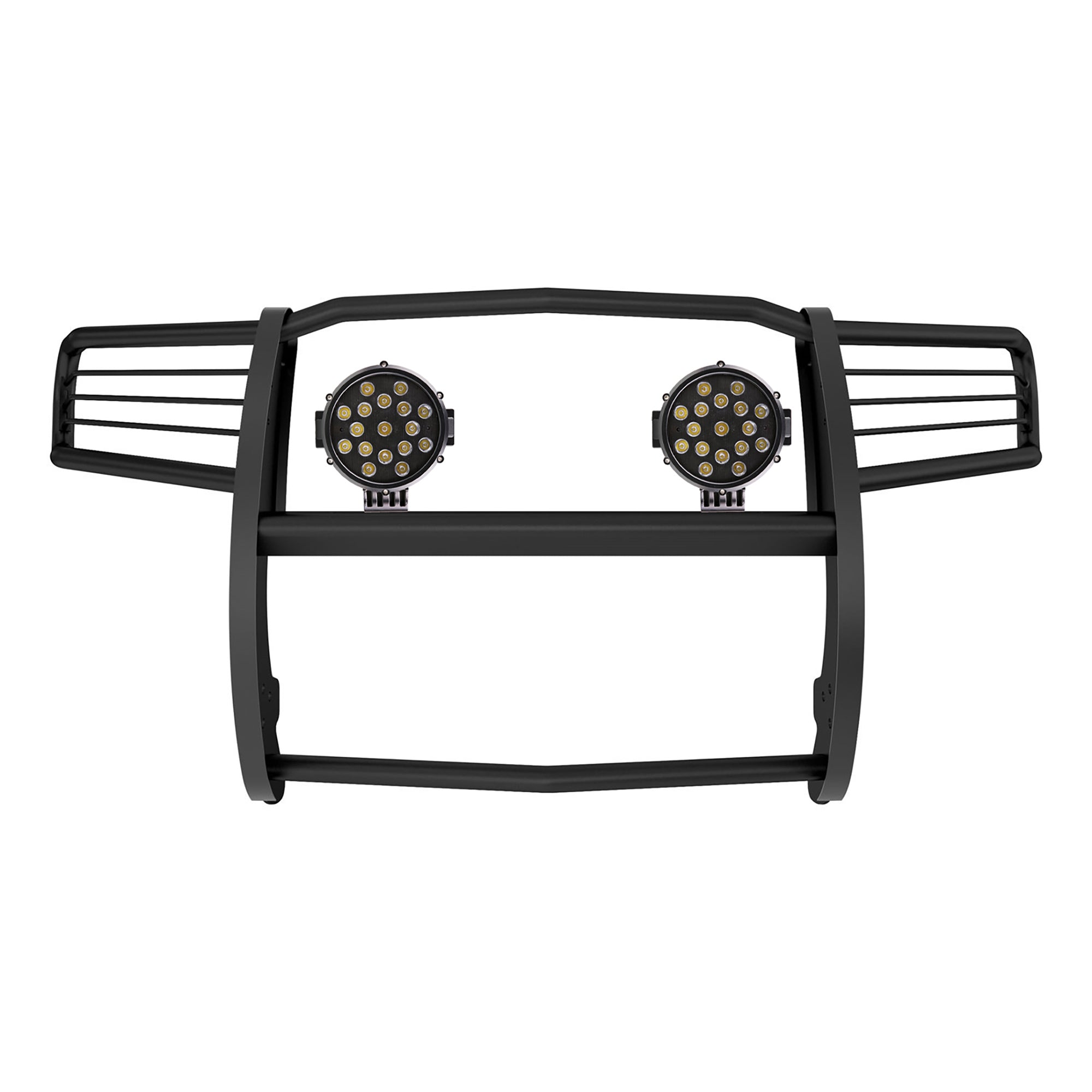 2011-2021 Jeep Grand Cherokee Grille Guard Kit Modular Incl. pair of 7.0"Dia.  LED  Lights w/ Black Trim Rings w/ Wiring Harness and Switch | Black Horse Off Road - Image 1