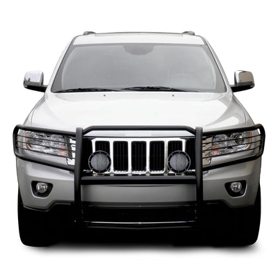 2011-2021 Jeep Grand Cherokee Grille Guard Kit Modular Pair  of 5.3" Dia. LED Flood Lights w/ Black Trim Rings Wiring Harness  and Switch | Black Horse Off Road - Image 1