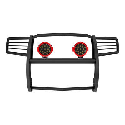 2011-2021 Jeep Grand Cherokee Grille Guard Kit Modular Incl. pair of 7.0"Dia.  LED  Lights w/Red Trim Rings w/ Wiring Harness and Switch | Black Horse Off Road - Image 1