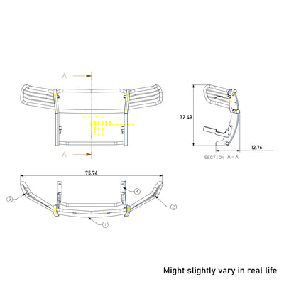 2011-2021 Jeep Grand Cherokee Grille Guard Kit Modular Incl. pair of 7.0"Dia.  LED  Lights w/Red Trim Rings w/ Wiring Harness and Switch | Black Horse Off Road - Image 8