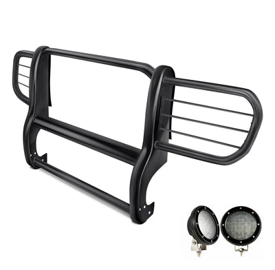 2006-2010 Jeep Commander Grille Guard Kit Modular Pair  of 5.3" Dia. LED Flood Lights w/ Black Trim Rings Wiring Harness  and Switch | Black Horse Off Road - Image 8