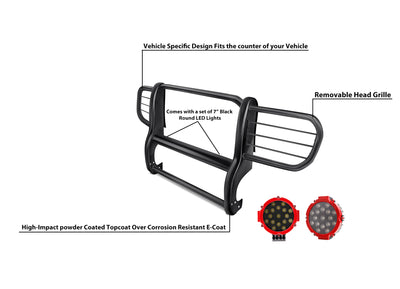 2006-2010 Jeep Commander Grille Guard Kit Modular Incl. pair of 7.0"Dia.  LED  Lights w/Red Trim Rings w/ Wiring Harness and Switch | Black Horse Off Road - Image 10