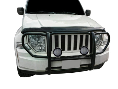 2008-2012 Jeep Liberty Grille Guard Kit 1-Piece Pair  of 5.3" Dia. LED Flood Lights w/ Black Trim Rings Wiring Harness  and Switch | Black Horse Off Road - Image 9