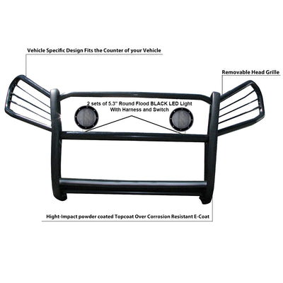 2006-2018 Toyota Rav4 Grille Guard Kit Modular Pair  of 5.3" Dia. LED Flood Lights w/ Black Trim Rings Wiring Harness  and Switch | Black Horse Off Road - Image 6