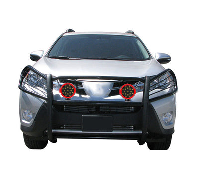 2006-2018 Toyota Rav4 Grille Guard Kit Modular Incl. pair of 7.0"Dia.  LED  Lights w/Red Trim Rings w/ Wiring Harness and Switch | Black Horse Off Road - Image 4