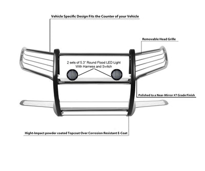 2019-2024 Toyota Rav4 Grille Guard Kit Modular Pair  of 5.3" Dia. LED Flood Lights w/ Black Trim Rings Wiring Harness  and Switch | Black Horse Off Road - Image 10
