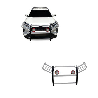 2019-2024 Toyota Rav4 Grille Guard Kit Modular Pair  of 5.3" Dia. LED Flood Lights w/ Red Trim Rings Wiring Harness  and Switch | Black Horse Off Road - Image 1