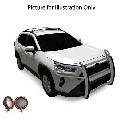 2019-2024 Toyota Rav4 Grille Guard Kit Modular Pair  of 5.3" Dia. LED Flood Lights w/ Red Trim Rings Wiring Harness  and Switch | Black Horse Off Road - Image 7