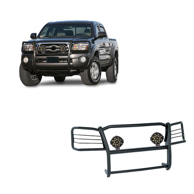 2005-2015 Toyota Tacoma Grille Guard Kit Modular Incl. pair of 7.0"Dia.  LED  Lights w/ Black Trim Rings w/ Wiring Harness and Switch | Black Horse Off Road - Image 1