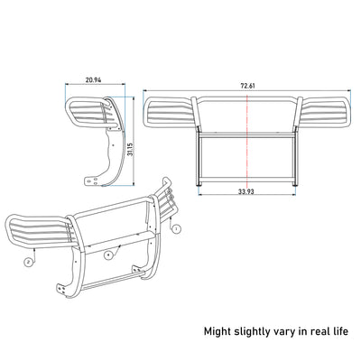 2005-2015 Toyota Tacoma Grille Guard Kit Modular Incl. pair of 7.0"Dia.  LED  Lights w/ Black Trim Rings w/ Wiring Harness and Switch | Black Horse Off Road - Image 2
