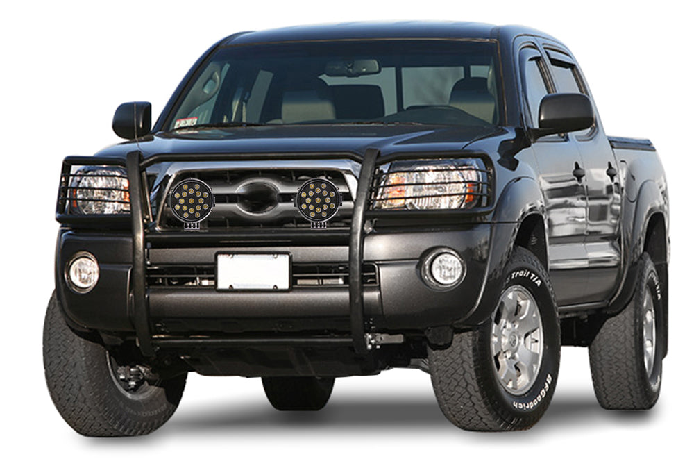 2005-2015 Toyota Tacoma Grille Guard Kit Modular Incl. pair of 7.0"Dia.  LED  Lights w/ Black Trim Rings w/ Wiring Harness and Switch | Black Horse Off Road - Image 4