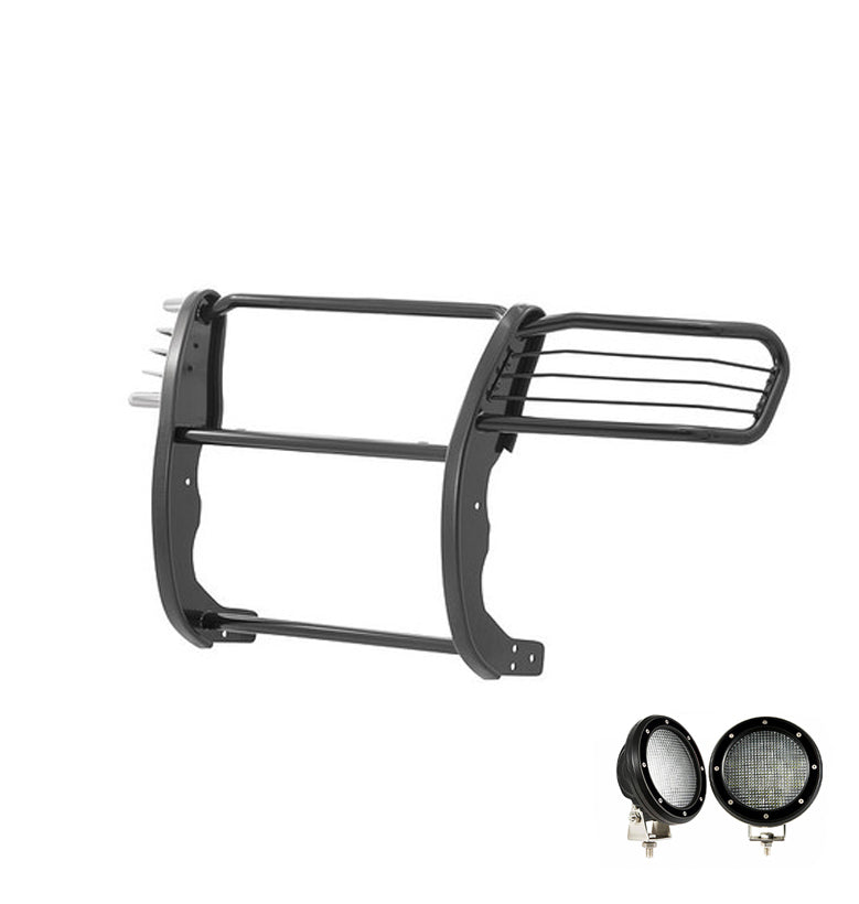 2005-2015 Toyota Tacoma Grille Guard Kit Modular Pair  of 5.3" Dia. LED Flood Lights w/ Black Trim Rings Wiring Harness  and Switch | Black Horse Off Road - Image 7