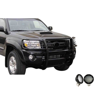2005-2015 Toyota Tacoma Grille Guard Kit Modular Pair  of 5.3" Dia. LED Flood Lights w/ Black Trim Rings Wiring Harness  and Switch | Black Horse Off Road - Image 8