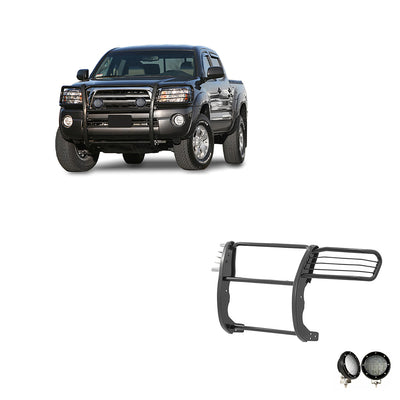 2005-2015 Toyota Tacoma Grille Guard Kit Modular Pair  of 5.3" Dia. LED Flood Lights w/ Black Trim Rings Wiring Harness  and Switch | Black Horse Off Road - Image 9