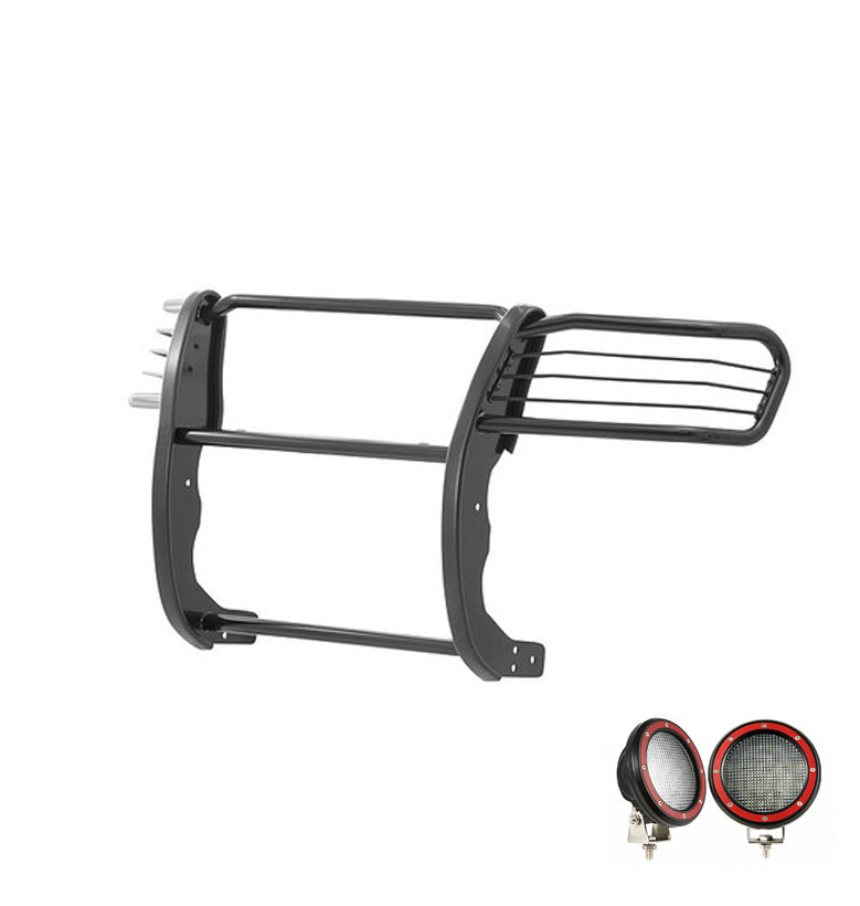 2005-2015 Toyota Tacoma Grille Guard Kit Modular Pair  of 5.3" Dia. LED Flood Lights w/ Red Trim Rings Wiring Harness  and Switch | Black Horse Off Road - Image 7