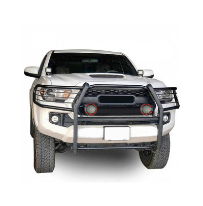 2016-2023 Toyota Tacoma Grille Guard Kit Modular Pair  of 5.3" Dia. LED Flood Lights w/ Red Trim Rings Wiring Harness  and Switch | Black Horse Off Road - Image 7
