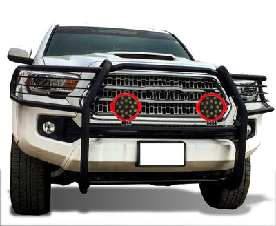 2016-2023 Toyota Tacoma Grille Guard Kit Modular Incl. pair of 7.0"Dia.  LED  Lights w/Red Trim Rings w/ Wiring Harness and Switch | Black Horse Off Road - Image 4