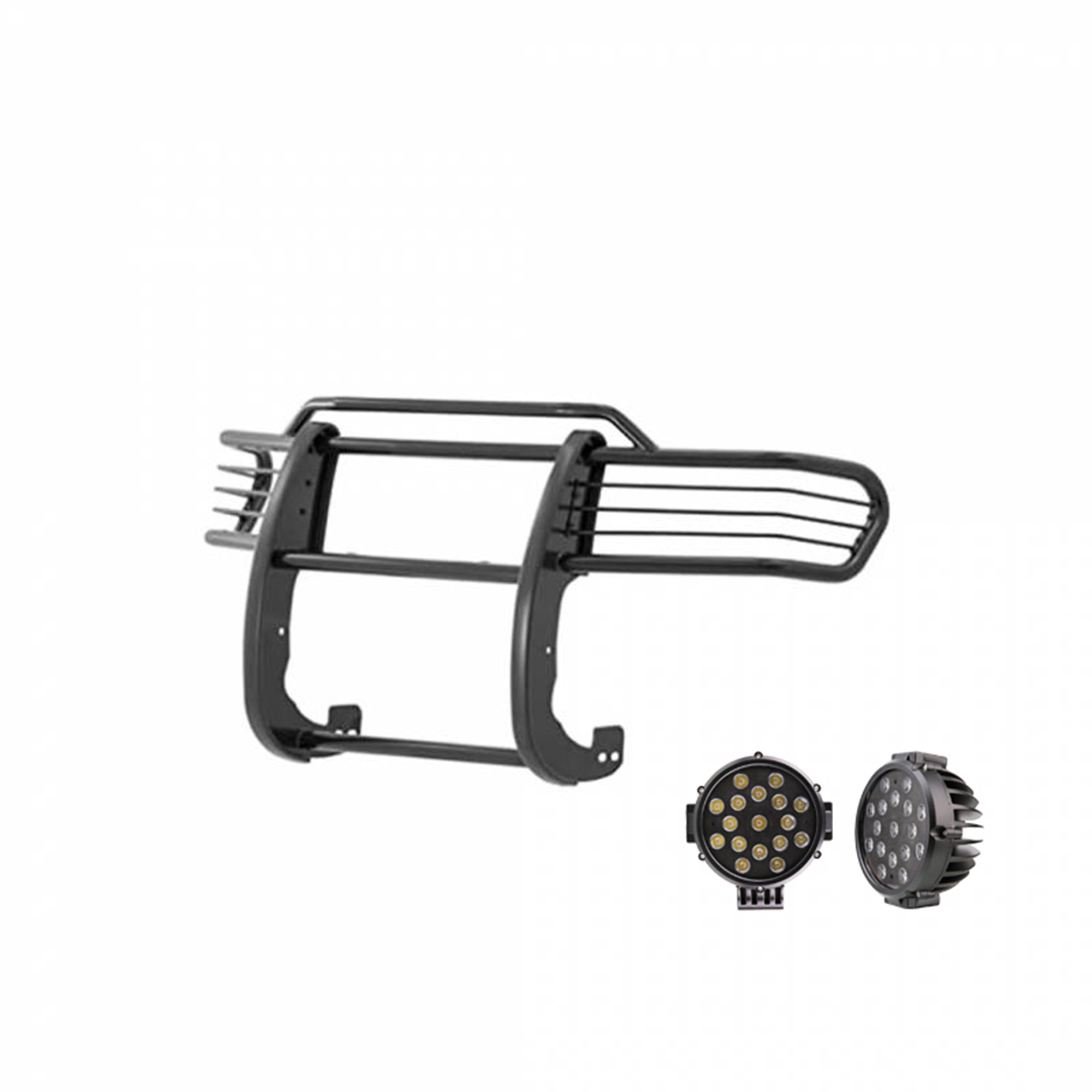 2007-2014 Toyota Fj Cruiser Grille Guard Kit Modular Incl. pair of 7.0"Dia.  LED  Lights w/ Black Trim Rings w/ Wiring Harness and Switch | Black Horse Off Road - Image 4