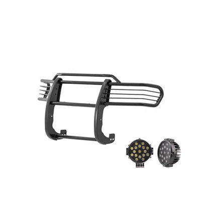 2007-2014 Toyota Fj Cruiser Grille Guard Kit Modular Incl. pair of 7.0"Dia.  LED  Lights w/ Black Trim Rings w/ Wiring Harness and Switch | Black Horse Off Road - Image 4