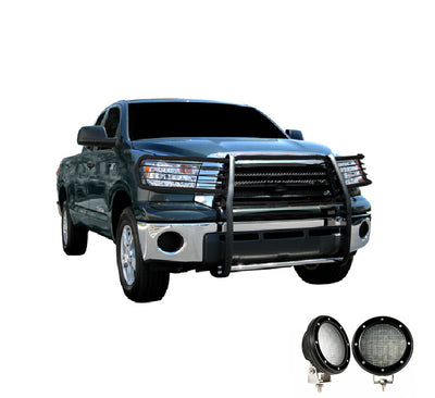 2007-2022 Toyota Sequoia Grille Guard Kit Modular Pair  of 5.3" Dia. LED Flood Lights w/ Black Trim Rings Wiring Harness  and Switch | Black Horse Off Road - Image 7