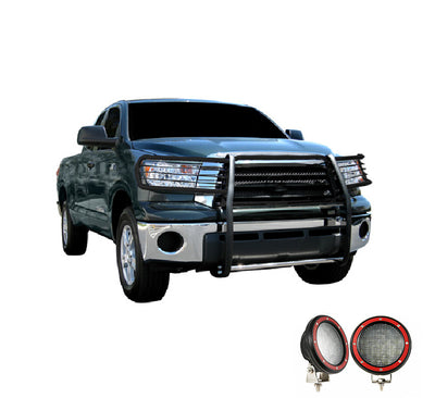 2007-2022 Toyota Sequoia Grille Guard Kit Modular Pair  of 5.3" Dia. LED Flood Lights w/ Red Trim Rings Wiring Harness  and Switch | Black Horse Off Road - Image 7