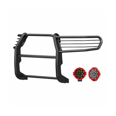 2007-2022 Toyota Sequoia Grille Guard Kit Modular Incl. pair of 7.0"Dia.  LED  Lights w/Red Trim Rings w/ Wiring Harness and Switch | Black Horse Off Road - Image 1