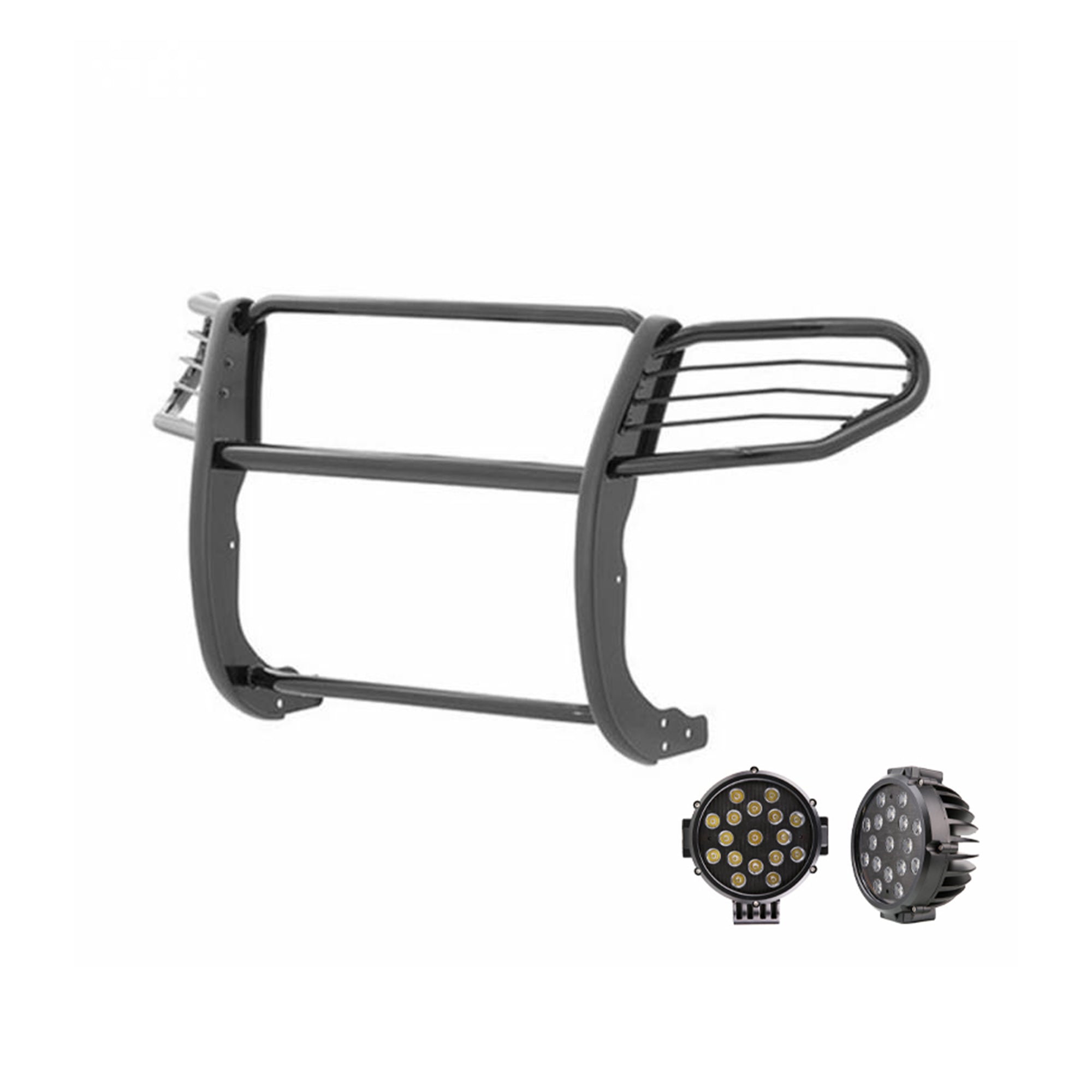 2005-2021 Nissan Frontier Grille Guard Kit Modular Incl. pair of 7.0"Dia.  LED  Lights w/ Black Trim Rings w/ Wiring Harness and Switch | Black Horse Off Road - Image 4