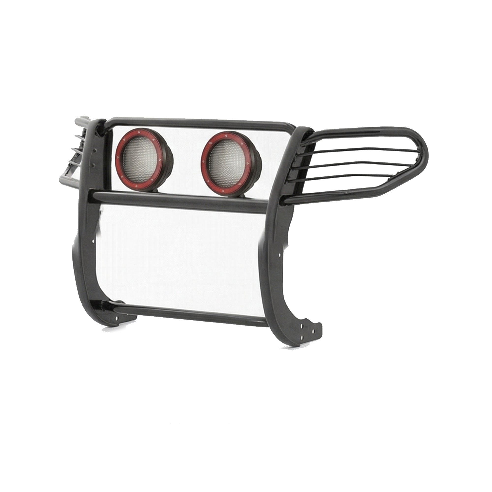 2005-2021 Nissan Frontier Grille Guard Kit Modular Pair  of 5.3" Dia. LED Flood Lights w/ Red Trim Rings Wiring Harness  and Switch | Black Horse Off Road - Image 4