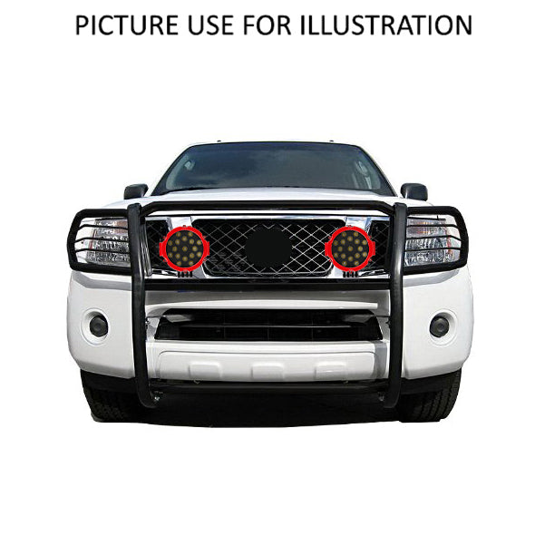 2005-2021 Nissan Frontier Grille Guard Kit Modular Incl. pair of 7.0"Dia.  LED  Lights w/Red Trim Rings w/ Wiring Harness and Switch | Black Horse Off Road - Image 3