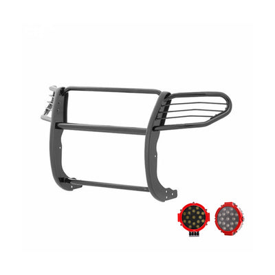 2005-2021 Nissan Frontier Grille Guard Kit Modular Incl. pair of 7.0"Dia.  LED  Lights w/Red Trim Rings w/ Wiring Harness and Switch | Black Horse Off Road - Image 4