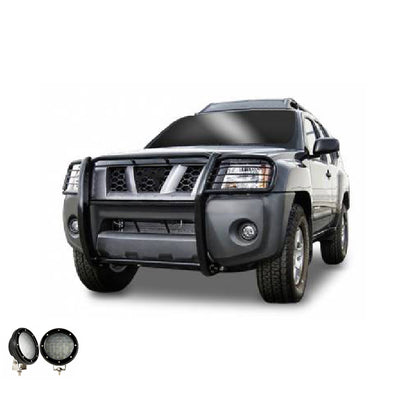 2005-2015 Nissan Xterra Grille Guard Kit Modular Pair  of 5.3" Dia. LED Flood Lights w/ Black Trim Rings Wiring Harness  and Switch | Black Horse Off Road - Image 7