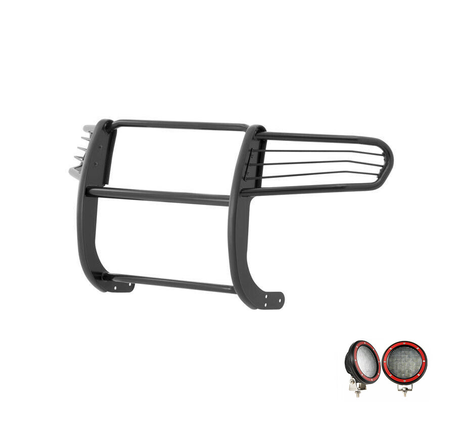 2006-2014 Honda Ridgeline Grille Guard Kit Modular Pair  of 5.3" Dia. LED Flood Lights w/ Red Trim Rings Wiring Harness  and Switch | Black Horse Off Road - Image 9