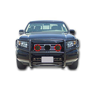 2006-2014 Honda Ridgeline Grille Guard Kit Modular Incl. pair of 7.0"Dia.  LED  Lights w/Red Trim Rings w/ Wiring Harness and Switch | Black Horse Off Road - Image 5