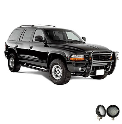 1997-2004 Dodge Ram Dakota Grille Guard Kit Modular Pair  of 5.3" Dia. LED Flood Lights w/ Black Trim Rings Wiring Harness  and Switch | Black Horse Off Road - Image 6