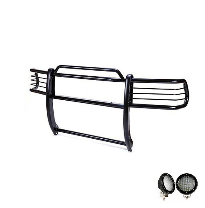 1997-2004 Dodge Ram Dakota Grille Guard Kit Modular Pair  of 5.3" Dia. LED Flood Lights w/ Black Trim Rings Wiring Harness  and Switch | Black Horse Off Road - Image 8