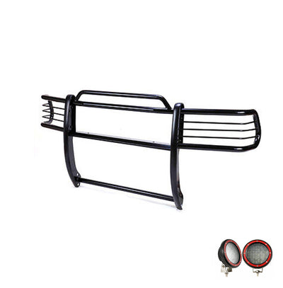 1997-2004 Dodge Ram Dakota Grille Guard Kit Modular Pair  of 5.3" Dia. LED Flood Lights w/ Red Trim Rings Wiring Harness  and Switch | Black Horse Off Road - Image 8