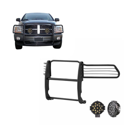 1994-2002 Dodge Ram Ram 1500 Grille Guard Kit Modular Incl. pair of 7.0"Dia.  LED  Lights w/ Black Trim Rings w/ Wiring Harness and Switch | Black Horse Off Road - Image 1