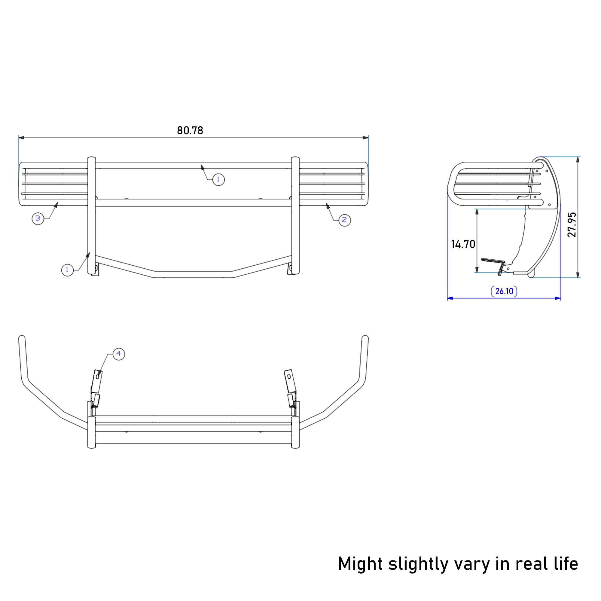 1994-2002 Dodge Ram Ram 1500 Grille Guard Kit Modular Pair  of 5.3" Dia. LED Flood Lights w/ Red Trim Rings Wiring Harness  and Switch | Black Horse Off Road - Image 4